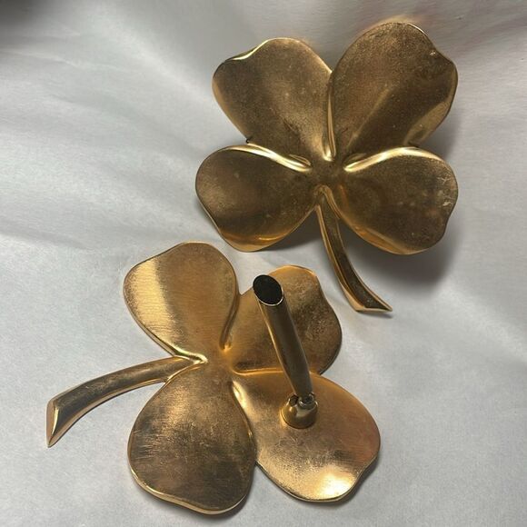 Vintage 1986 Gerity 24 Karat Gold Electroplated Four Leaf Clover Pen/Holder set - Picture 1 of 7